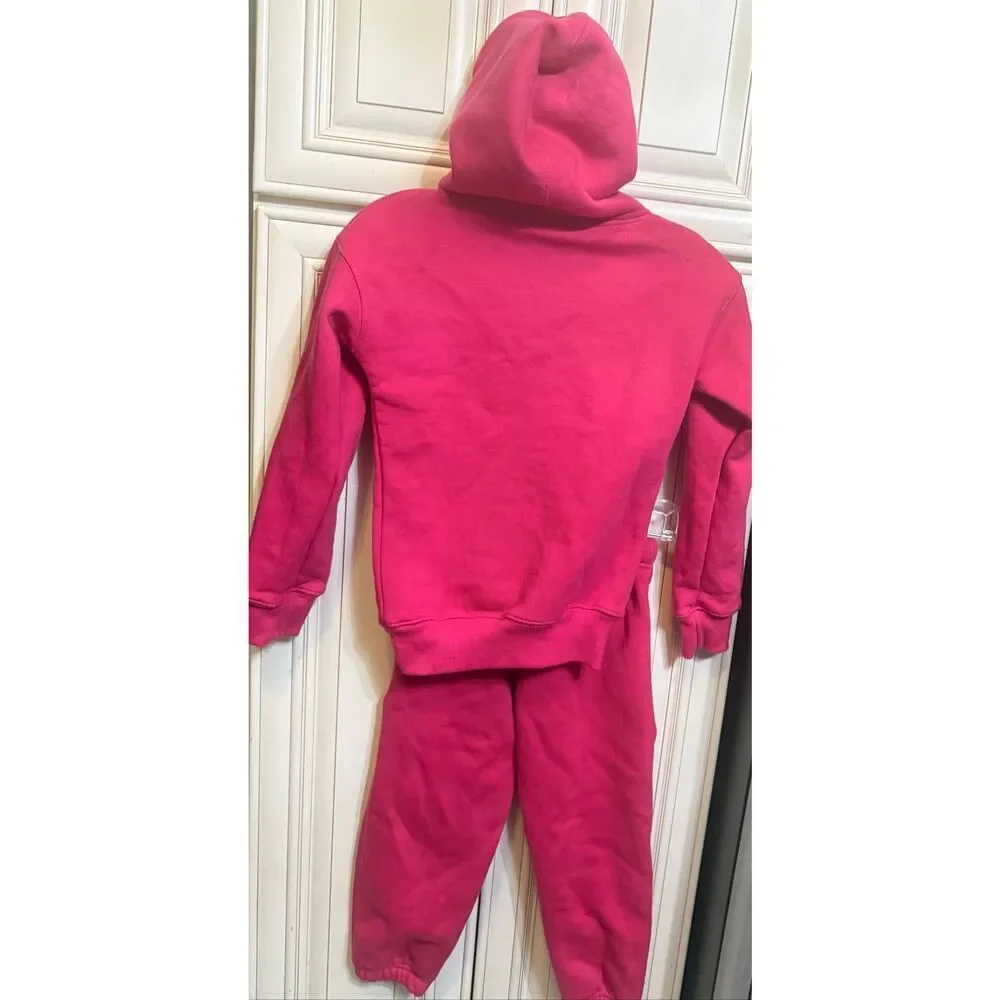 The Jade Collection Girl's 2 Piece Hoodie & Jogger Sweatsuit Set Pink Size 6